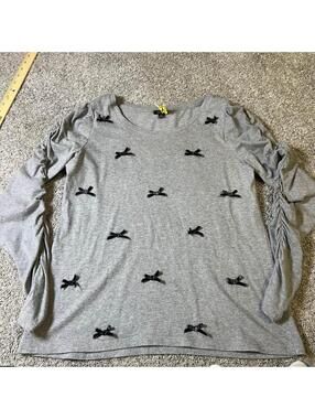 Talbots Gray Bow Long Sleeve Top Size Medium